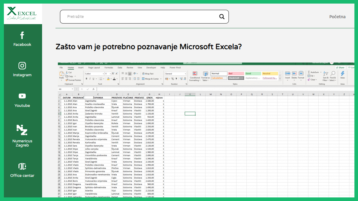 Excel i životopis