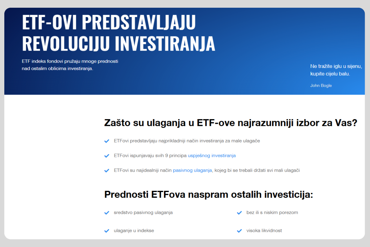 ETF investiranje, Finax