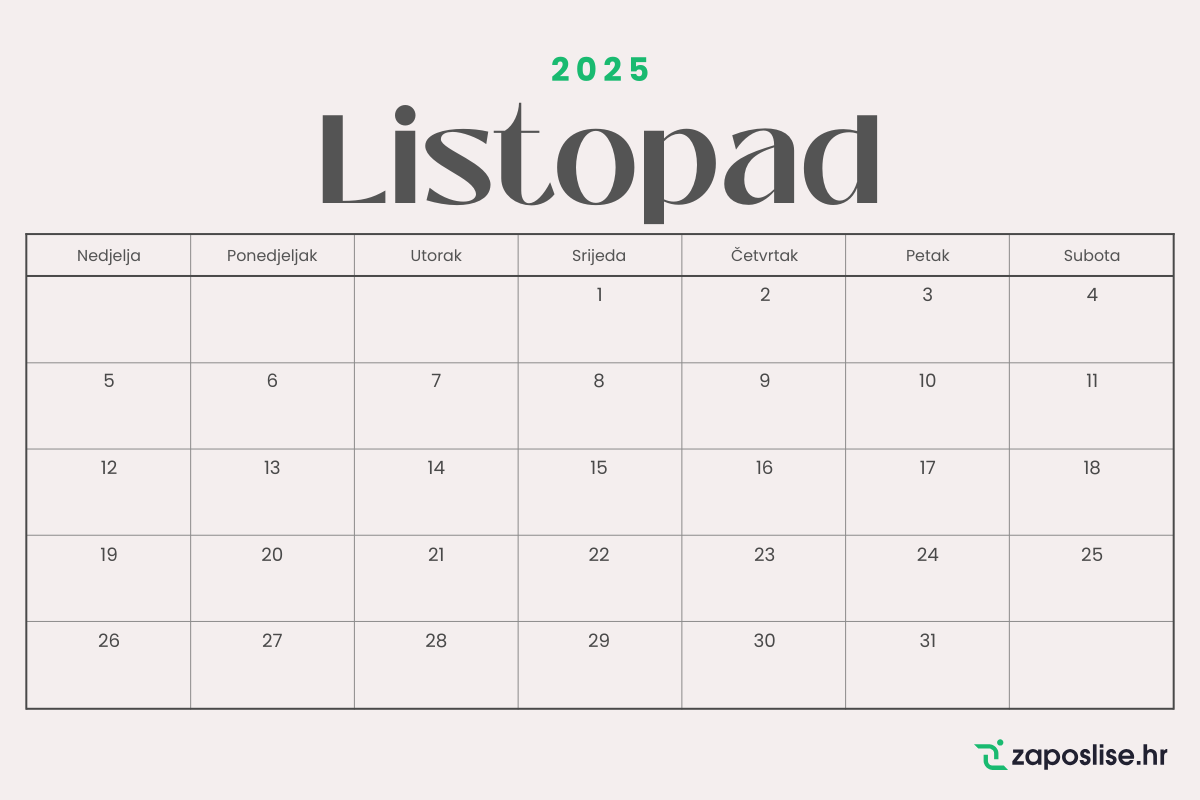 Listopad, kalendar, zapošljavanje