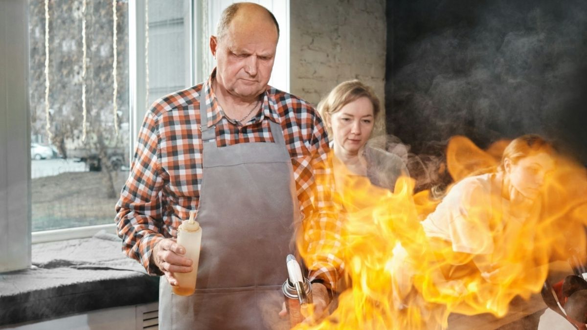 Flambiranje, vatra, protupožarne mjere, slastičar