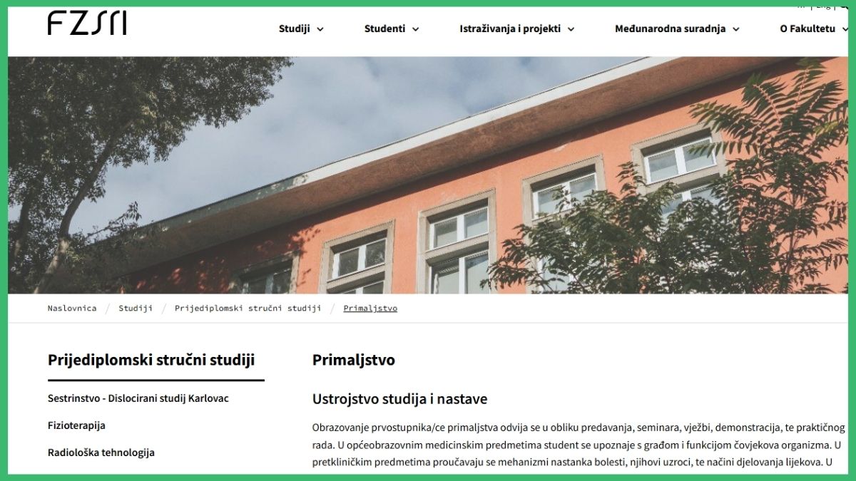 Primaljstvo, studij, FZSRI