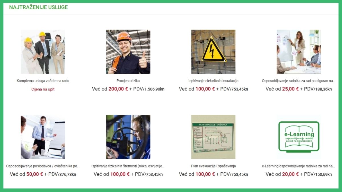 Tražene usluge, zaštita na radu, Preventa, cijene, usluga