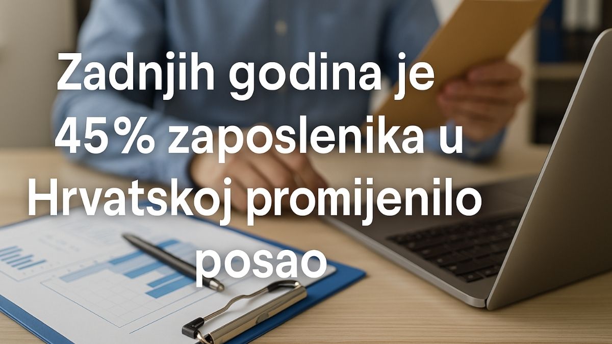 Karijera, Hrvati mijenjaju posao, Poslovno okruženje s osobom za radnim stolom, ispred koje su laptop, poslovni dokumenti i grafovi,