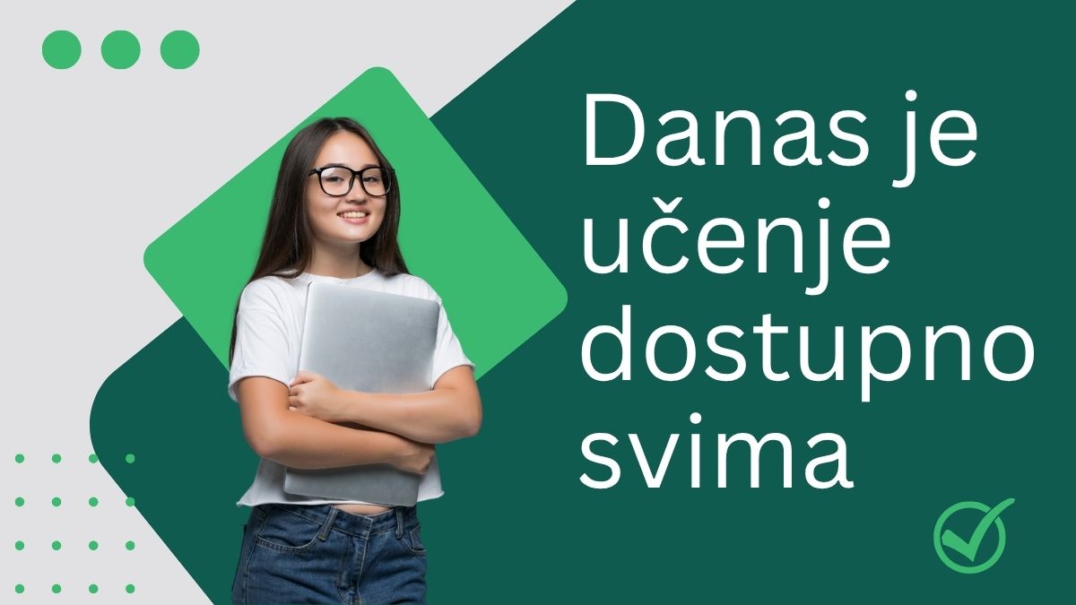 Učenje je dostupno svima, zaposlenica s naočalama drži papire u ruci i smije se