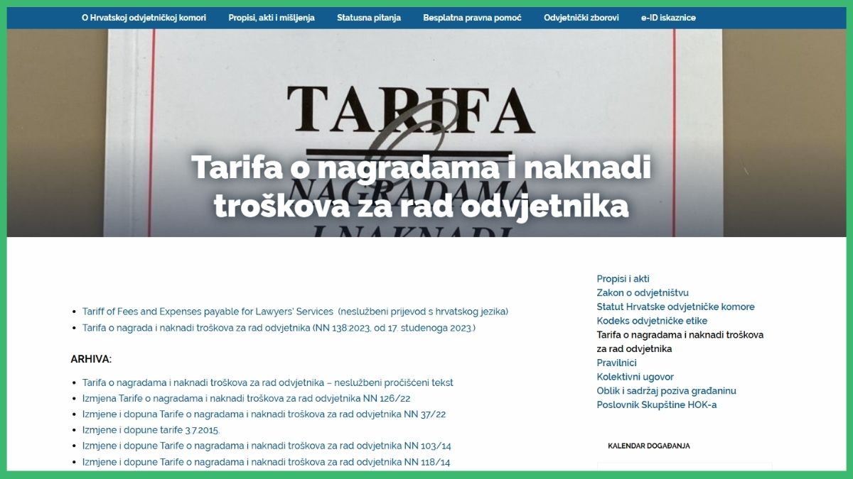 Tarifa za rad odvjetnika