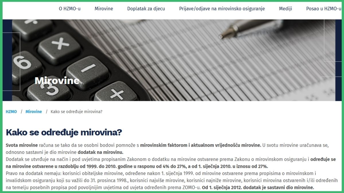 Izračun mirovine, Mirovinsko.hr