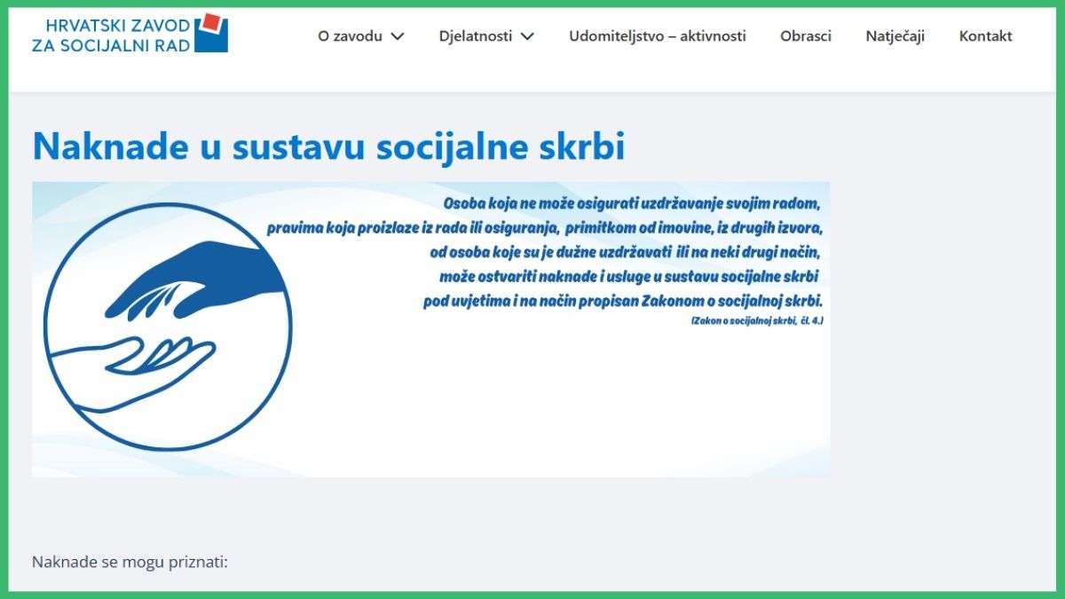 Naknada, socijalna skrb, Hrvatski zavod za socijalni rad socskrb.hr