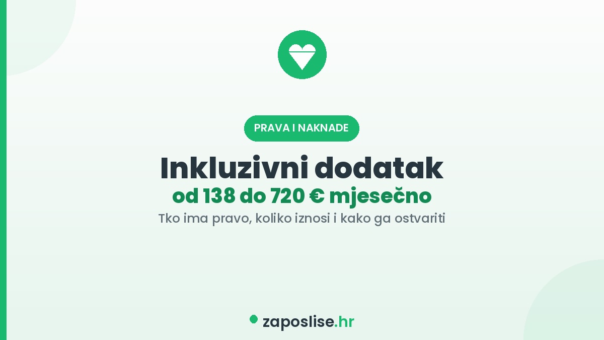 Inkluzivni dodatak od 138 do 720 eura mjesečno