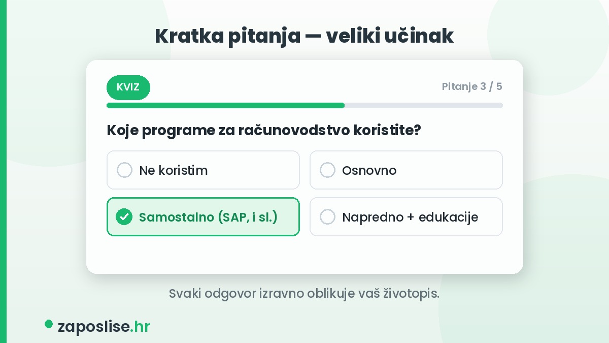 Računovodstvo, odgovori, igra, pisanje životopisa