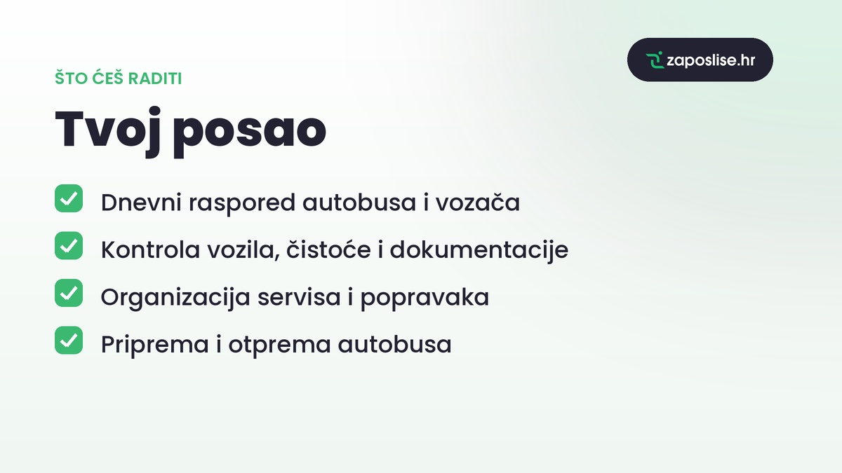 Dnevni raspored vozila, kontrola autobusa, plan rada